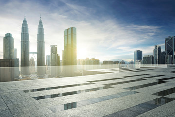 Sticker - Open space balcony, Kuala Lumpur city view during sunset