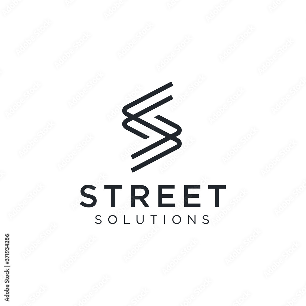 Initial Letter S Street with simple modern line style logo design Stock ...