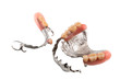 © takepicsforfun - Set of partial metal upper and lower removable dentures on white background.