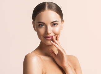 beautiful woman face skin healthy beauty closeup female