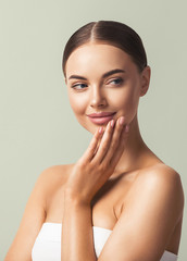 Wall Mural - beauty skin healthy woman clean skin natural makeup
