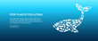 © sabelskaya - Stop ocean plastic pollution - ecology poster with whale shape made of garbage