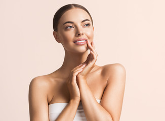 Wall Mural - beautiful teeth smile woman beauty face portrait