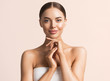Leinwandbild Motiv Healthy skin woman natural make up beauty face closeup