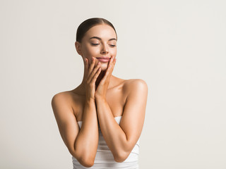 Wall Mural - healthy skin woman natural make up beauty face closeup