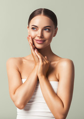 Wall Mural - healthy skin woman natural make up beauty face closeup