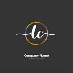 L C LC Initial handwriting and signature logo design with circle. Beautiful design handwritten logo for fashion, team, wedding, luxury logo.