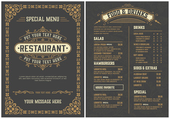 Wall Mural - Restaurant menu template. Vintage style. Vector layered