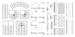 Vector set. Architectural elements for the floor plan. Top view.