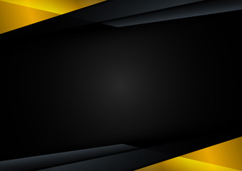 Wall Mural - Template technology corporate concept abstract triangle geometric black and yellow on dark background