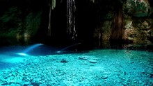Time Lapse Of Sunlight Passing Over Pool Of Water In Cave