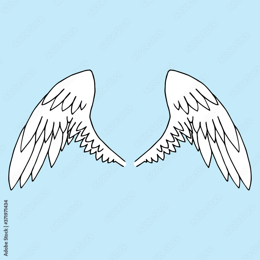 Set wings. Vector illustration wings. Hand drawn angel wings set. Stock ...