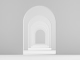 Fototapeta Perspektywa 3d - White acrhitecture arc rhythm background - 3d rendering