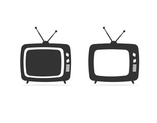 Wall Mural - Cartoon Silhouette Black Retro Tv Set. Vector