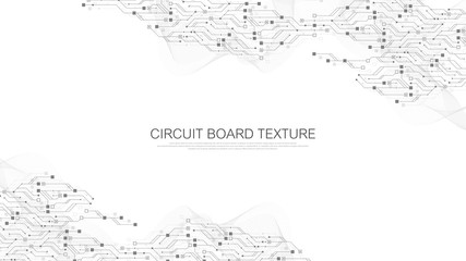 Wall Mural - Abstract background with High-tech technology texture circuit board texture. Abstract circuit board banner wallpaper. Electronic motherboard vector illustration