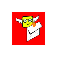 winged emoji holding a paper envelope 2, message, mail, letter