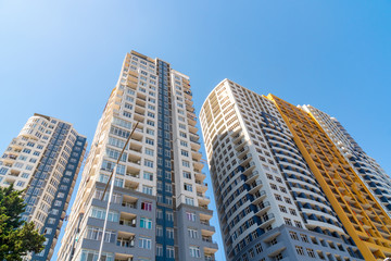 New building on a blue sky in Batumi