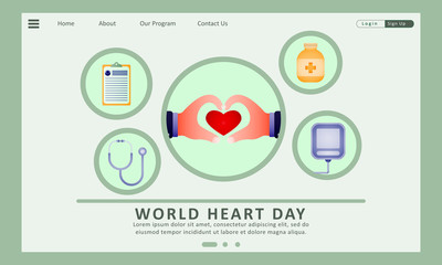 Landing page of world heart day vector