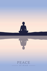 Wall Mural - peace of mind mediating person by the lake vector illustration EPS10