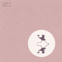Sticker - Lonely flamingo running on lake. Elegant bird isolated silhouette reflected in water. White sun on pink texture background. Vector illustration for use in polygraphy, textile, design, interior decor