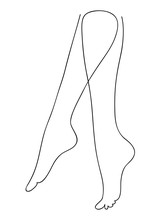 Sexy Slim Legs. Naked Beautiful Female Foot Drawn By One Continuous Line. Health, Body Care And Beauty Concept. Line Art Vector Illustration