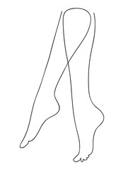 Wall Mural - Sexy slim legs. Naked beautiful female foot drawn by one continuous line. Health, body care and beauty concept. Line art vector illustration