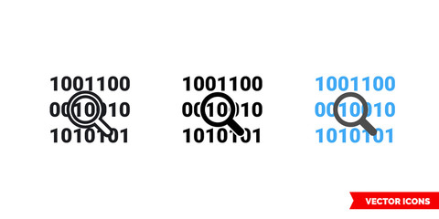 Bit byte icon of 3 types color, black and white, outline. Isolated vector sign symbol.
