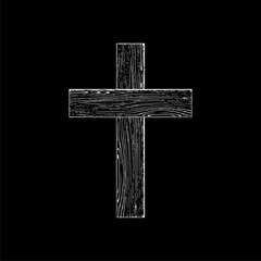 Christian cross icon isolated on dark background