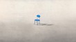 Lonely chair. depression alone sad and loneliness concept, surreal artwork, drawing illustration