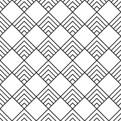 Wall Mural - Seamless pattern in art deco style. Background with white and black rhombuses.