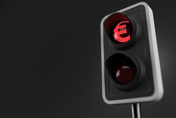 Wall Mural - Red euro symbol inside traffic light