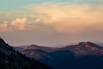 Wall Mural - beautiful landscape view of the sunset in lassen volcanic national park (california).