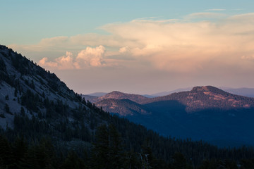 Wall Mural - beautiful landscape view of the sunset in lassen volcanic national park (california).