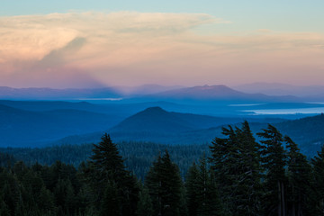 Wall Mural - beautiful landscape view of the sunset in lassen volcanic national park (california).