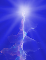 Poster - Light fluid, glowing smoke. 3D rendering