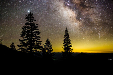 Wall Mural - The Milky Way rising over the landscape of Lassen Volcanic National Park in California.