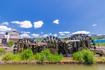 菱野の三連水車（夏）　福岡県朝倉市　Triple Waterwheel (summer) Fukuoka-ken Asakura-gun