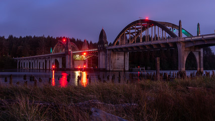 drawbridge at night