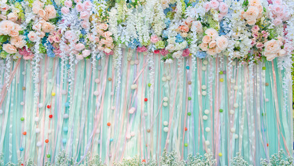 Wall Mural - Wedding backdrop background,  flower decoration
