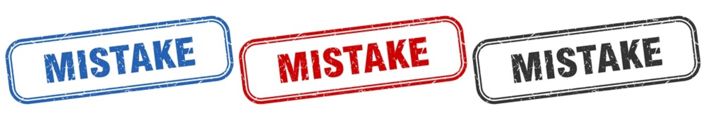 mistake square isolated sign set. mistake stamp