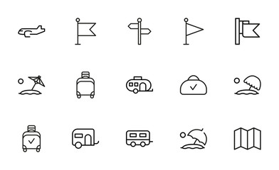 Simple set of travel icons in trendy line style.