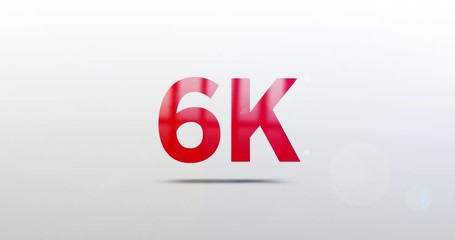 Wall Mural - 6k, 6000. particle logo. text animation. red logotype on white grey background. rotation and slide. 
