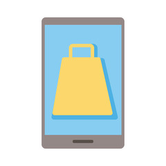 Wall Mural - smartphone device with shopping bag flat style icon