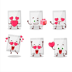 Canvas Print - White tablet cartoon character with love cute emoticon