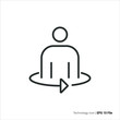 © Applesix_std - flip person icon outline. flip arrow with body of person icon vector design. isolated on white background