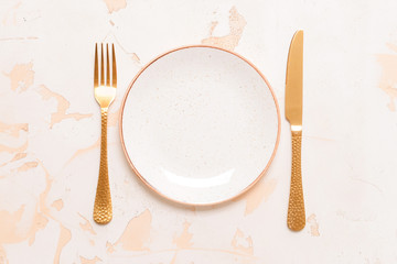 Simple table setting on light background