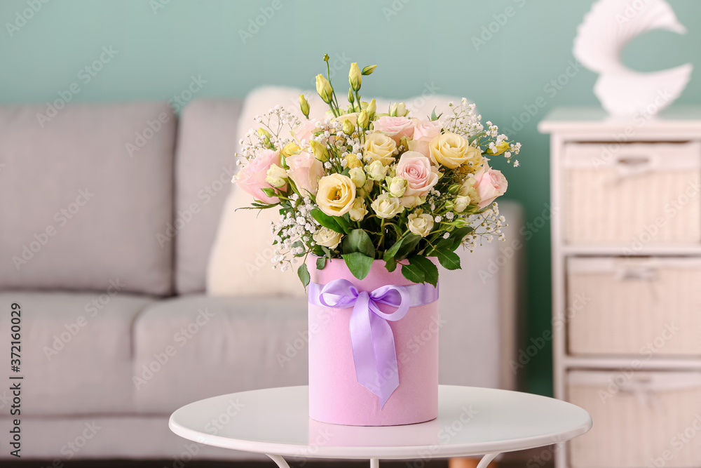 Bouquet of beautiful flowers on table