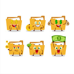 Sticker - File folder a cartoon character with cute emoticon bring money