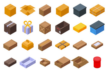 Sticker - Box icons set. Isometric set of box vector icons for web design isolated on white background