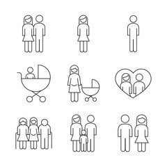 Sticker - bundle of nine family parents set icons